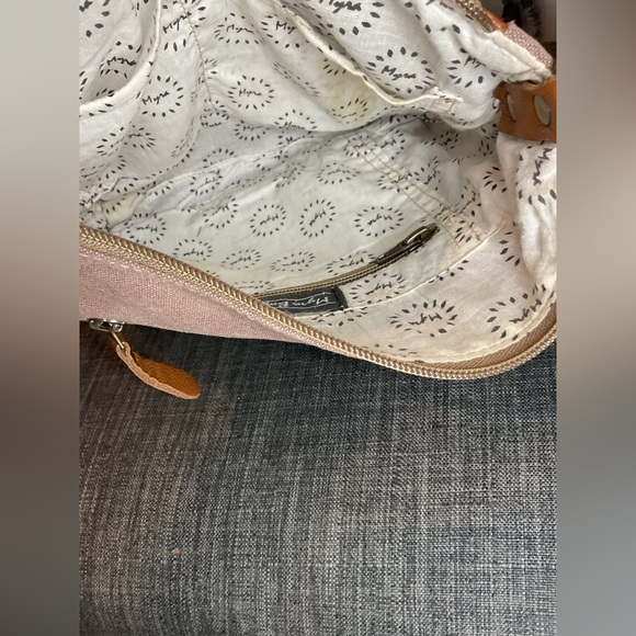 Myra Bag Upcycled Canvas & Leather Sunburst Mandala Crossbody Bag – Boho - Picture 8 of 12